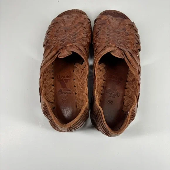 Brand X Huaraches Women's US 8.5 Brown Leather Pachuco Woven Open-Toe Sandals - Picture 7 of 16